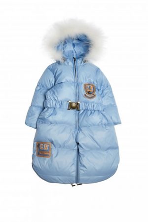 Купить Конверт комбинезон трансформер Choupette с белой опушкой голубой сапфир (306-20) и доставка по Украине