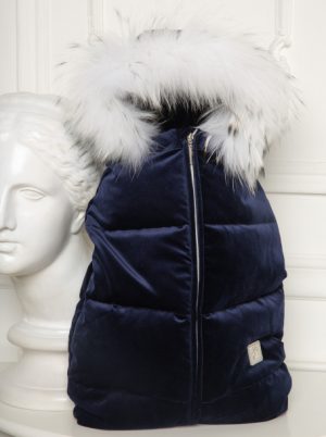 Купить Конверт Choupette пуховый бархатный с опушкой синий 40см*65см (513-20) и доставка по Украине