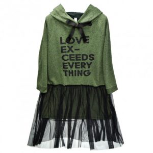 Купить Плаття Souvenir W19A220 M з фатином меланж оливкове и доставка по Украине