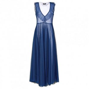 Купить Плаття TWINSET 201MT2390 S фатин блакитне з білим и доставка по Украине