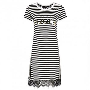Купить Плаття Liu Jo Sport TA0163J5952 M смужка ажур чорне з білим и доставка по Украине