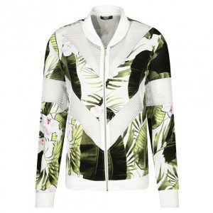 Купить Спортивна кофта Liu Jo Sport TA0158J5943 S квіти сітка біла з зеленим и доставка по Украине