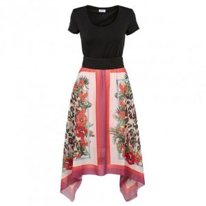 Купить Плаття Liu Jo FA0419T5975 48 квітковий принт чорне з рожевим и доставка по Украине