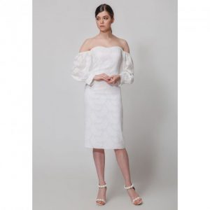 Купить Платье со спущенными рукавами Nai Lu-na by Anastasia Ivanova AI3718-2 S Молочное и доставка по Украине