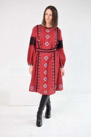 Купить Сукня UkrLook з вишивкою «Дора» S Червона (1009) и доставка по Украине