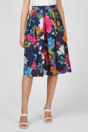 Купить Женская синяя льняная юбка HUMMING FLORAL PLEATED Gant 38 4401065 и доставка по Украине