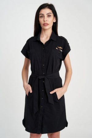 Купить Хлопковое черное платье Aeronautica Militare 4119 L и доставка по Украине
