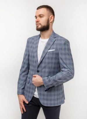 Купить Пиджак Pierre Cardin из коллекции Future Flex голубой в клетку размер 48 (94419/3250) и доставка по Украине