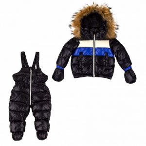 Купить Пуховой костюм (куртка+полукомбинезон) с мехом ADD темно-синий 86 см. и доставка по Украине