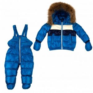 Купить Пуховой костюм (куртка+полукомбинезон) с мехом ADD синий 80 см. и доставка по Украине