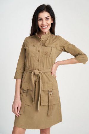 Купить Коричневое платье на пуговицах Aeronautica Militare 4142 44 и доставка по Украине