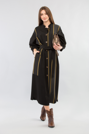 Купить Платье-рубашка из вискозы МАХА черное с полосой 06312 4XL (54/56) и доставка по Украине