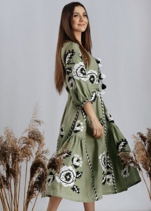 Купить Сукня вишита Азалія від VOVNA зелений 46 р. и доставка по Украине