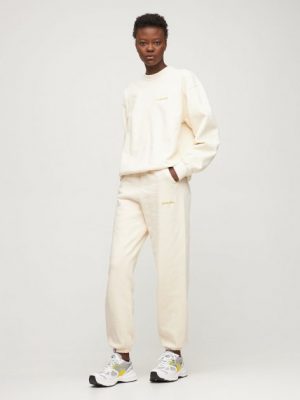 Купить Облегченный женский oversized костюм из хлопка Sporty & Rich Cotton Suit Embroidered Milk молочный S (SRCW1) и доставка по Украине