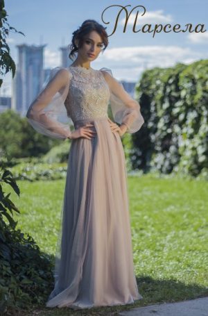 Купить Вечернее платье ANGEL FASHION DRESS МАРСЕЛА-1 46 бежевый и доставка по Украине