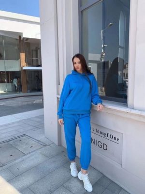 Купить Облегченный женский oversized костюм из органического хлопка The Pangaia Lightweight Organic Cotton Suit Atlantic Blue синий XL (OPSW8) и доставка по Украине