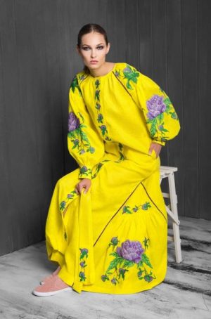 Купить Платье вышитое HISTROV PION 44-46 Желтое 18102 и доставка по Украине