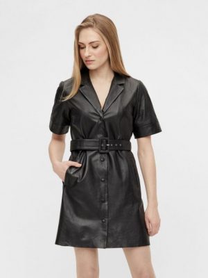 Купить Платье кожаное Object 23035259 EU40 (92770EU40) Черный и доставка по Украине