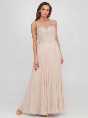 Купить Вечернее платье клеш однотонный Laona LAO0211001 EU36 (93057EU36) Бежевый и доставка по Украине
