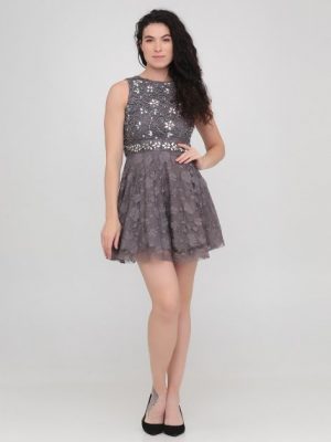 Купить Коктейльное платье клеш однотонное A Star Is Born SIB0009001 UK10 (93078UK10) Серый и доставка по Украине