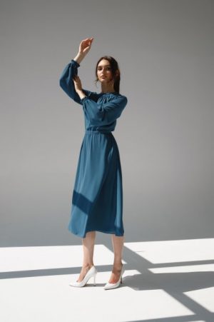 Купить Легкое платье миди из шифона XS и доставка по Украине