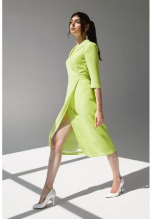 Купить Яркое платье миди на запах S и доставка по Украине