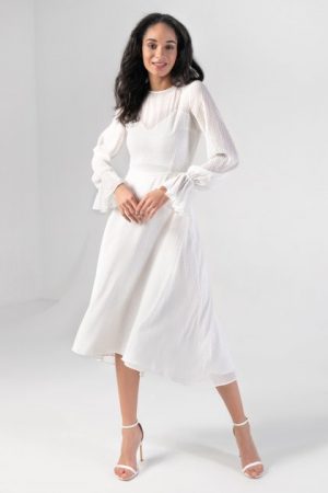 Купить Нежное белое платье миди XS и доставка по Украине