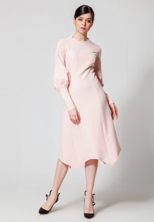 Купить Деловое платье в пудровом цвете L и доставка по Украине