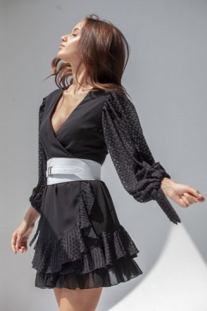 Купить Черное легкое платье мини XS и доставка по Украине