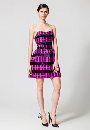 Купить Коктейльное платье мини в цвете фуксия XS и доставка по Украине