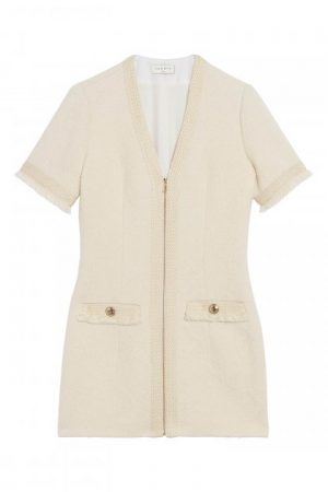 Купить Платье Sandro твидовое на молнии жемчужное M (ts-02923) и доставка по Украине