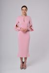 Купить Элегантное коктейльное платье облегающее фигуру розовое XS и доставка по Украине