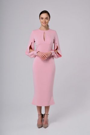 Купить Элегантное коктейльное платье облегающее фигуру розовое XS и доставка по Украине