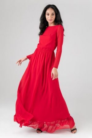 Купить Красное вечернее платье в пол S и доставка по Украине