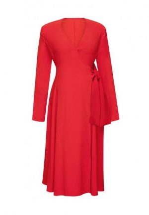 Купить Платье для беременных с поясом красное MONAMOON XS 200102R-XS и доставка по Украине