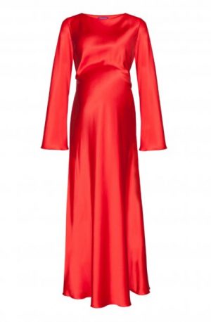 Купить Шелковое платье для беременных красное MONAMOON XS 200120R-XS и доставка по Украине