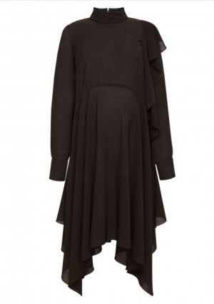 Купить Платье для беременных с асимметричным низом черное MONAMOON XS 200104BK-0 и доставка по Украине