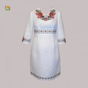 Купить Платье Украинская вышиванка 003065 цвет белый размер M/L и доставка по Украине