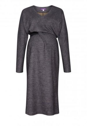 Купить Шерстяное платье для беременных с кожаным пояском MONAMOON S 210107CG-S и доставка по Украине