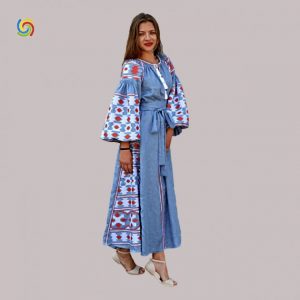 Купить Платье Украинская вышиванка 33328493 цвет голубой размер L и доставка по Украине