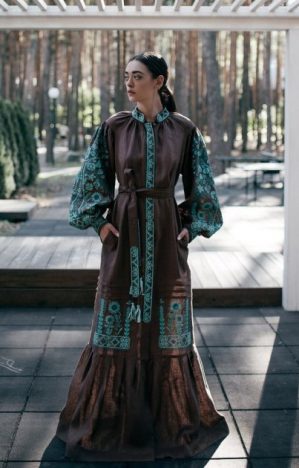 Купить Платье HISTROV Большая берегиня 48 коричневое и доставка по Украине