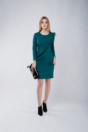 Купить Платье трикотаж с плиссе Cavalli Class 42 Зеленый 425654 и доставка по Украине